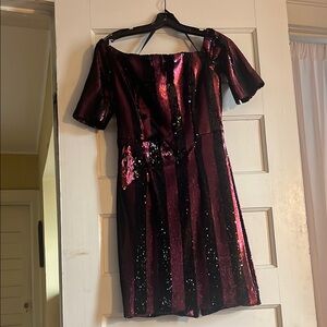 Milly Party Dress! Shimmering Black and Red Sequin Dress - Sample fits like a 4